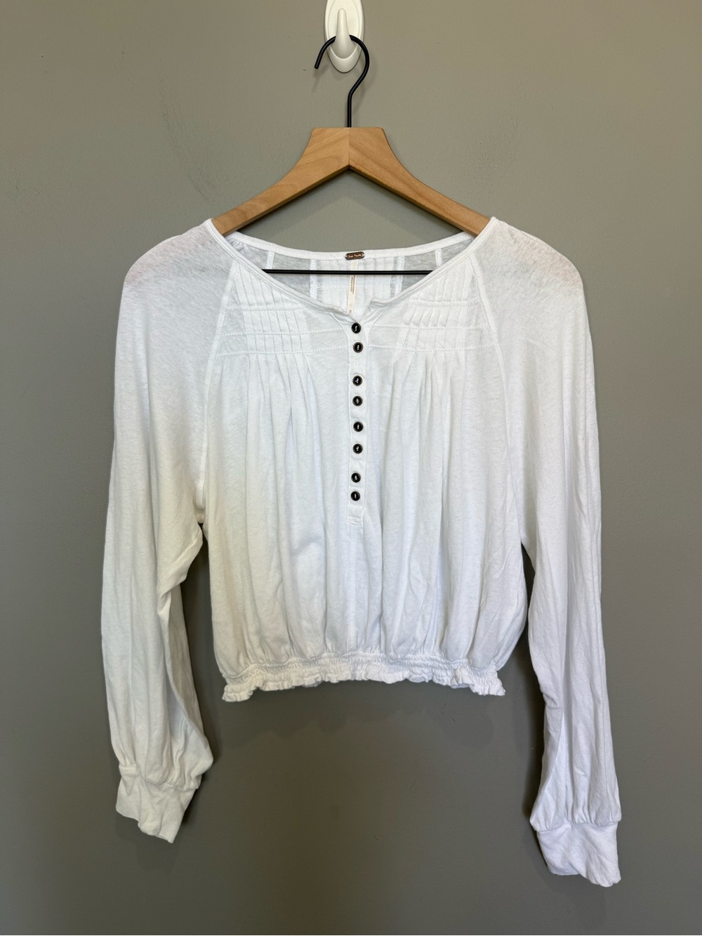 Free People Cool Meadow Cotton Peasant Blouse White Size M